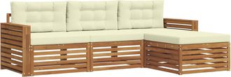 vidaXL Conjunto De Sof&aacute;s De Exterior 4 Uds. Natural Y Crema Vidaxl
