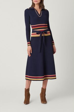Shoshanna Multi Stripe Knit Milner Dress in Navy Multi at Nordstrom, Size X-Small