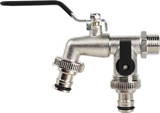 OEM Grifo Exterior Doble Universal Para Exteriores, Resistente A Las Heladas Y Al &Oacute;xido, Entrada De 1/2 Pulgada Y Dos Ca&ntilde;os De 3/4 De Pulgada, Negro