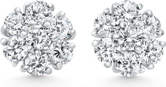 Pompeii3 3.60Ct Diamond Cluster Pave Studs Screwback Earrings 14k Gold Lab Grown