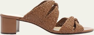 Alexandre Birman 45mm Sabrina Leather Block Heel Slide Sandals