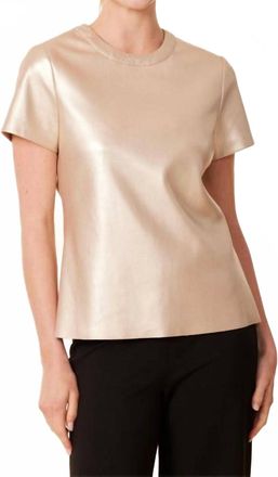 Dolce Cabo Metallic Faux Leather T Shirt In Pale Gold