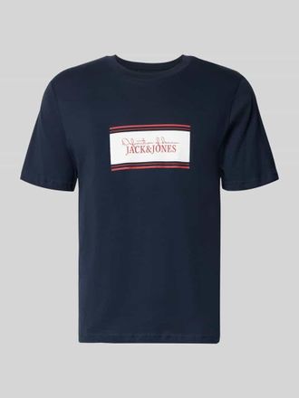 Jack & Jones Regular Fit T-Shirt mit Logo-Print Modell Buster in Dunkelblau, Gr&ouml;&szlig;e XXL
