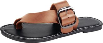 Generic S. Womens Shoes 8 Slippers for Women Flat Toe Square Buckle Slippers Round Breathable Sandals Lightweight Slippers for Home Outdoor Wear Women Shoes 4