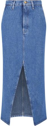 Jil Sander Blue Midi Front Slit Denim Skirt