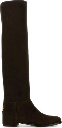 Dolce & Gabbana Su&egrave;de Overknee Laarzen - Dames - Over de knie laarzen - Bruin - 36 EU - Su&egrave;de - Schoenen