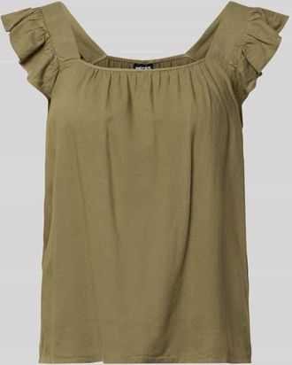 Pieces Regular Fit Blusentop aus Baumwoll-Leinen-Mix Modell PIA in Oliv, Gr&ouml;&szlig;e XL