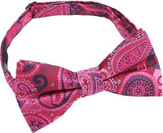 DQT Paisley Bohemian Floral Wedding Pre-Tied Bow Tie for Men - Hot Pink & Teal
