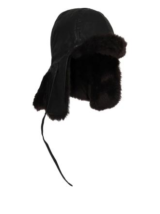 Christophe Lemaire reversible hat - unisex - Cotton/Lamb Shearling - M - Black