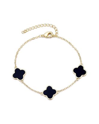Adornia Adornia 14K Plated Black Clover Station Bracelet