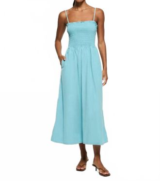 Nation Ltd Sibelle Smocked Dress In Suede Blue