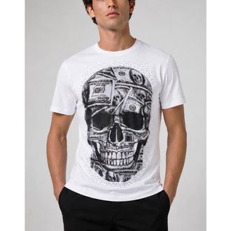 Philipp Plein Jersey Round Neck T-Shirt Ss Skull Dollar Stones Men in White at Nordstrom, Size Xxx-Large