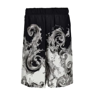 Versace Jeans Couture Korte Broeken, Heren, Blauw, S, Polyester, Printed Twill Viscose Shorts