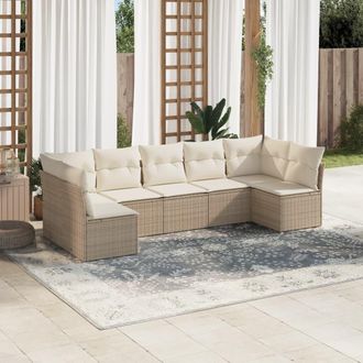 vidaXL Vidaxl - Set Divani Da Giardino 7 Pz Con Cuscini Beige In Polyrattan