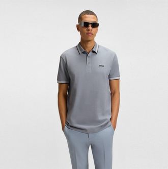 HUGO BOSS Mens Hbg Paddy Polo Shirt With Contrast Tipping in.Dark Grey - Size Medium