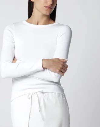 Flore Flore T-shirt a maniche lunghe Max in cotone biologico bianca