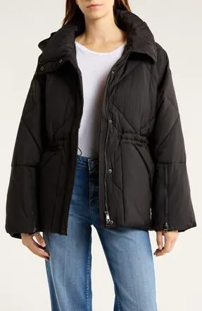 OOF Wear Quilted Water Repellent Hooded Jacket in Nero at Nordstrom Rack, Size Medium