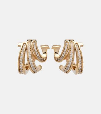 Ferragamo Orecchini a cerchio placcati in oro con cristalli