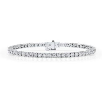 Grown Brilliance 5 Carat Round Lab Grown Diamond Tennis Bracelet in 14K White Gold, Size 7 Inches, F Color, VS2 Clarity