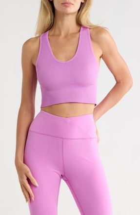 90 Degree by Reflex Rib Seamless Highline V-Neck Tank in Pink Bloom at Nordstrom Rack, Size X-Small