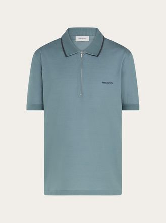 Ferragamo Men Cotton polo shirt with zip detail Green