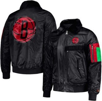 Starter Mens Starter x Ty Mopkins Black Brooklyn Nets Black History Month Satin Full-Zip Jacket at Nordstrom, Size X-Large