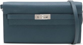 Herm&egrave;s 2024 Epsom Kelly To Go Wallet crossbody bag - Blauw