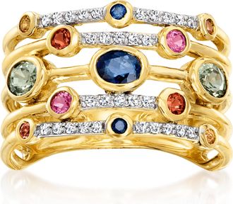 Ross-Simons Multicolored Sapphire and. Diamond Ring in 14kt Yellow Gold