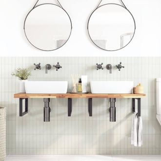 Berkfield Home Bathroom Vanity Top Untreated 160x50x4 cm Solid Wood Acacia in Brown | Size: 160 x 50 x 4 cm