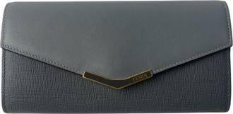 Fendi Gray Leather Long Wallet (Bi-Fold) (Pre-Owned)
