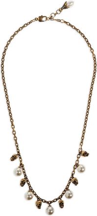 Alexander McQueen skull pearl necklace - Goud