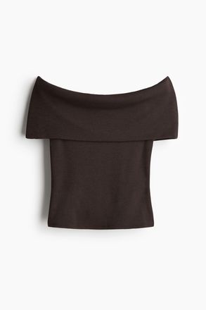 H&M Off-Shoulder-Top - Dunkelbraun