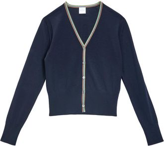 Paul Smith Cardigan Merinos Extrafine - Dames - Vesten - Blauw - M - Wol - Truien & Vesten