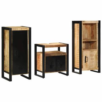 vidaXL Juego De Muebles De Ba&ntilde;o 3 Uds. Marr&oacute;n Y Negro 40 X 35 X 90 Cm Vidaxl