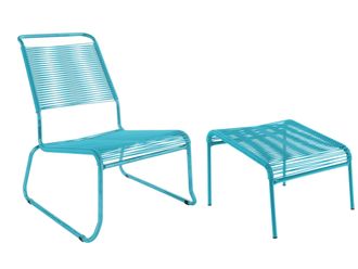 Schubiger M&ouml;bel Spaghetti-Kufen-Lounger-Hochlehner + Hocker S&auml;ntis