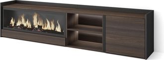 Skraut Home Skraut Home - Mueble Tv, Televisi&oacute;n, Muebles De Sal&oacute;n, Almacenaje, 212x35x50cm, Para Tv Hasta 80, Chimenea El&eacute;ctrica Xxl, Led, Estilo Moderno, Roble O