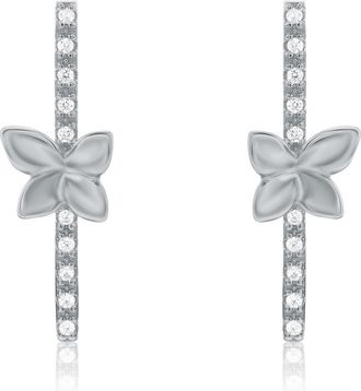 Suzy Levian Cubic Zirconia Floral Linear Drop Earrings in White at Nordstrom Rack