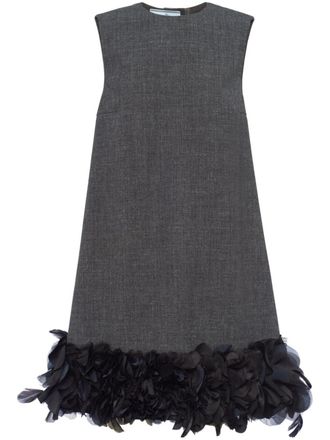 Prada Mini-jurk met veren - Grijs