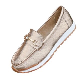 Generic Womens Flat Loafers Slip On Casual Ladies Loafers Stylish Solid Color Classic Breathable Comfortable Wide Fit Walking Shoes Daily Rose Gold
