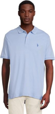 U.S.Polo Association U. S. Polo ASSN. Solid Interlock Polo Shirt Men Blue Short Sleeve Golf GBO3500