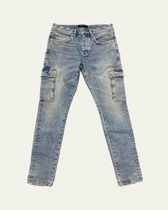 Purple Mens Cargo Skinny Jeans