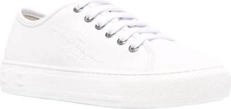 Ferragamo Womens Embossed-Logo Low-Top Sneakers In White