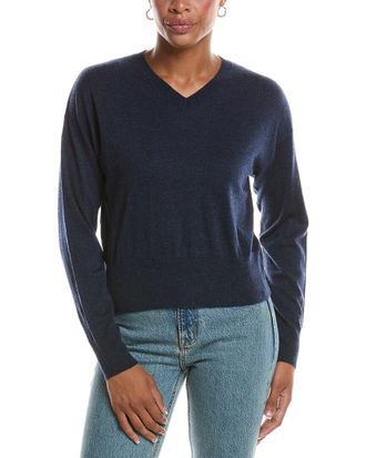 Autumn Cashmere Long Sleeve High V-Neck Cashmere Sweater
