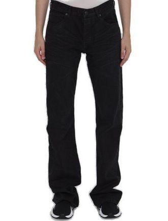 Balenciaga Womens Low Waist Straight Jeans - Black Cotton - Size 26 (Waist)