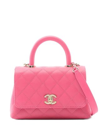 Chanel 2021s xxs Coco Handle quilted handbag - women - Caviar Leather - One Size - Pink