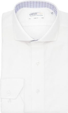 Lorenzo Uomo Trim Fit Basketweave Cotton Dress Shirt in White at Nordstrom Rack, Size 15