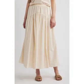 Theory Cotton Blend Midi Skirt in Almond at Nordstrom, Size X-Small