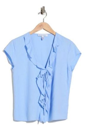 Ellen Tracy Ruffle Tie Front Top in Hydrangea at Nordstrom Rack, Size X-Large