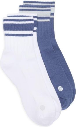 Zella Sport Assorted 2-Pack Quarter Socks in Blue Indigo at Nordstrom, Size 6-8.5