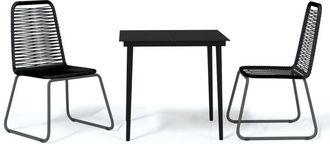 vidaXL Juego De Comedor Para Jard&iacute;n 3 Piezas Negro Vidaxl